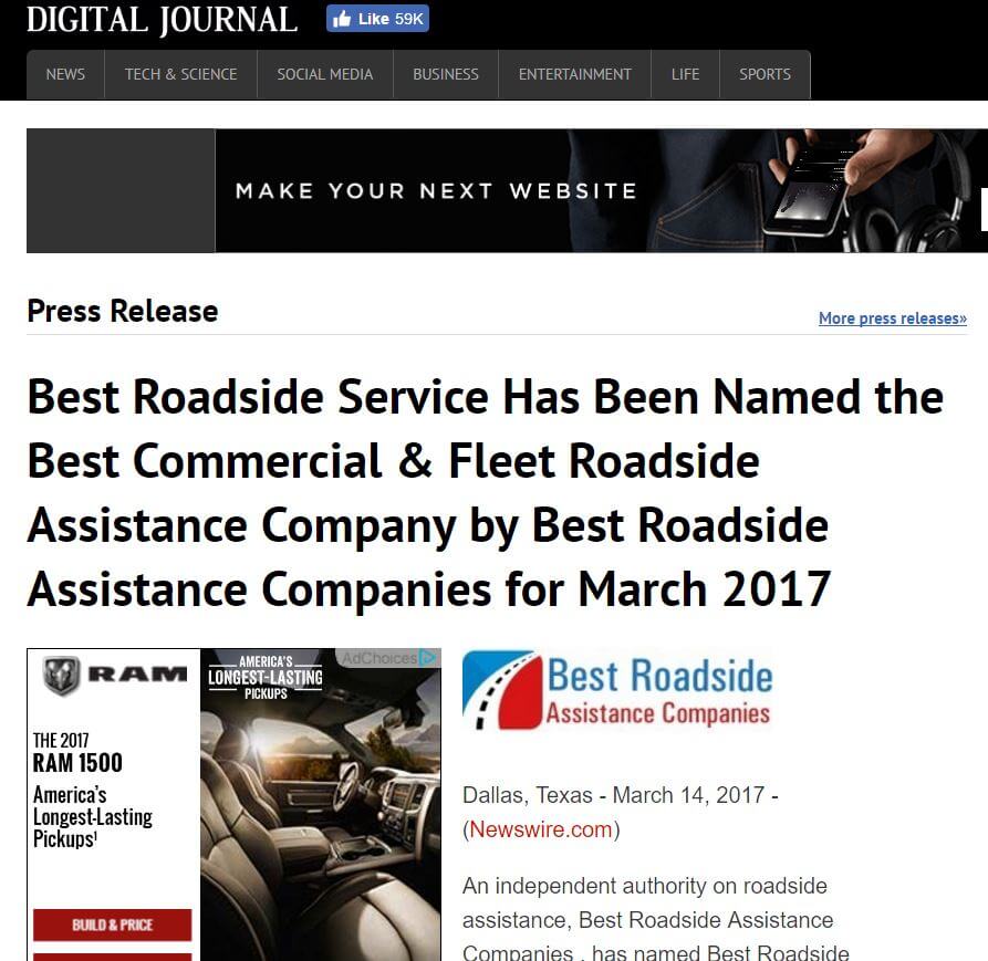 press release Best Roadside Service is best company in March 2017